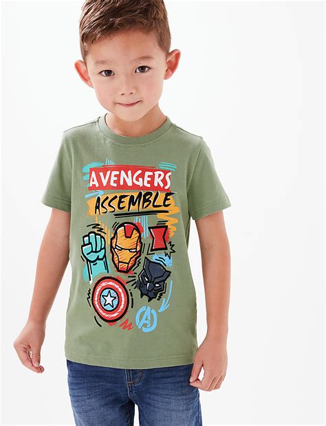 Buy Pure Cotton Marvel™ T-Shirt (2-7 Yrs) at Marks & Spencer