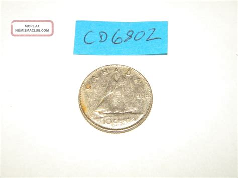 1968 Canadian Canada 10 Cents Dime Coin (cd6802)