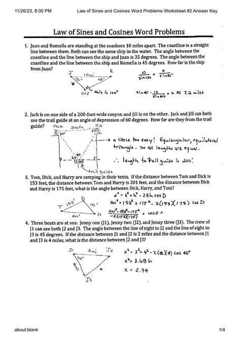 Law of Cosines Worksheet 6 | PDF | Triangle | Angle - Worksheets Library