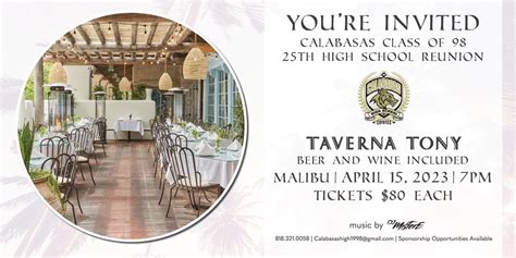 Calabasas High 1998 25th reunion, Taverna Tony, Malibu, 15 April 2023 ...