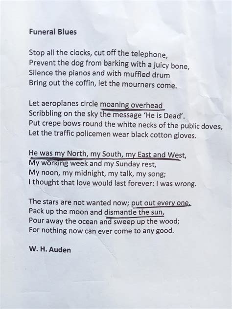 [Poem] Funeral Blues by W H Auden : r/Poetry