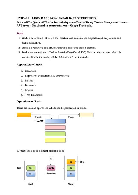 DSA Unit-2 AI&DS - Linear and Non-Linear Data Structures Notes - Studocu