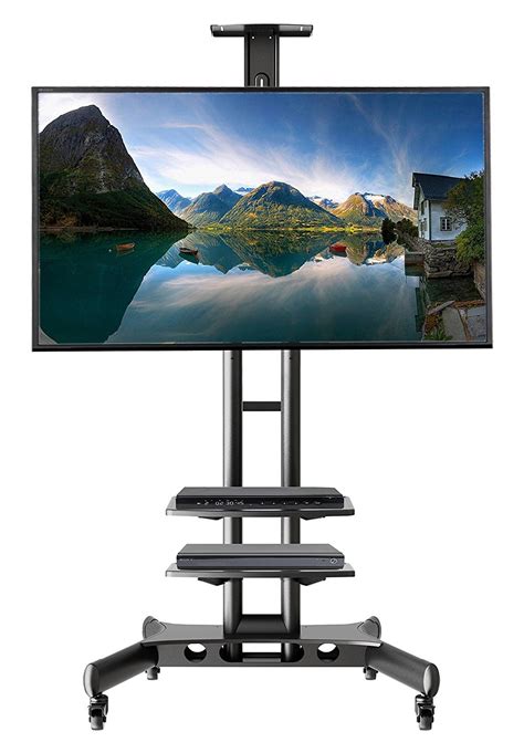 Universal Mobile TV Stand TV Cart with Height Adjustable shelf and fla ...