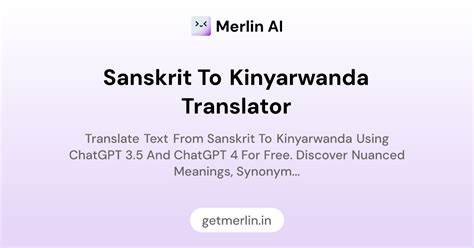 Sanskrit to Kinyarwanda Translator