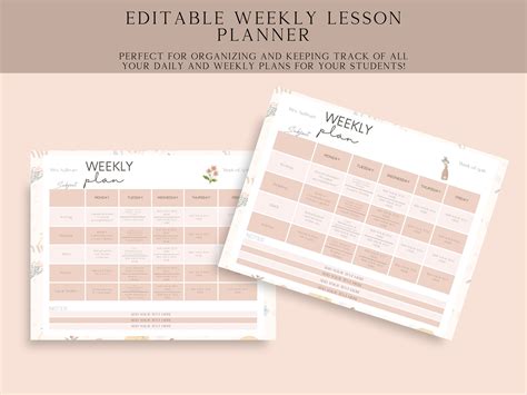 Editable Weekly Lesson Plan Template for Teachers Daily Planner Instant ...