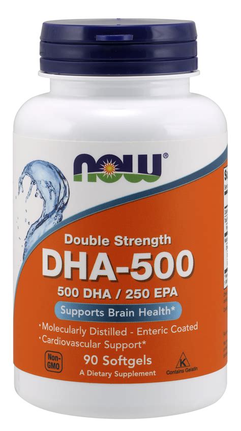 NOW Supplements, DHA-500 with 250 EPA, Molecularly Distilled, Supports ...