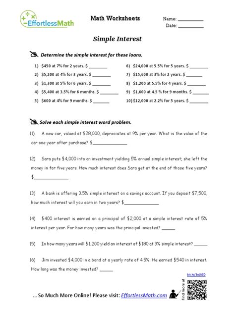 Simple Interest Problems Math 5th Grade 的图像结果