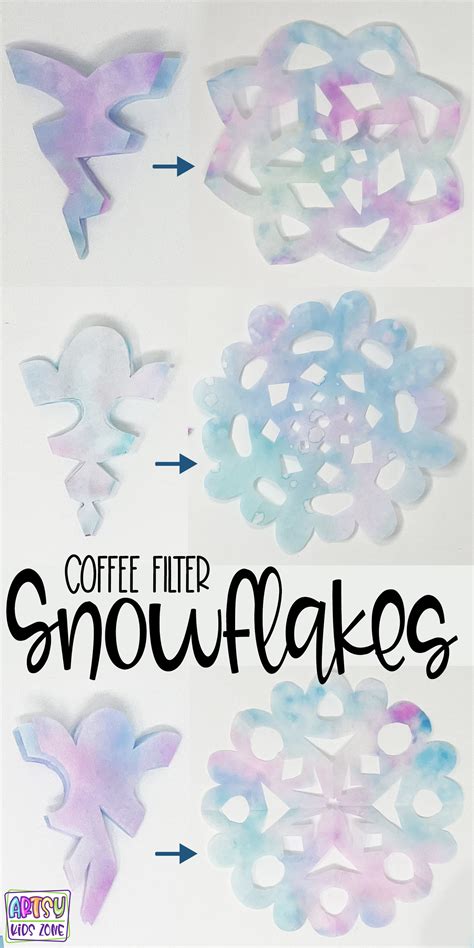 How to make a snowflake a coffee filter snowflake craft for kids – Artofit