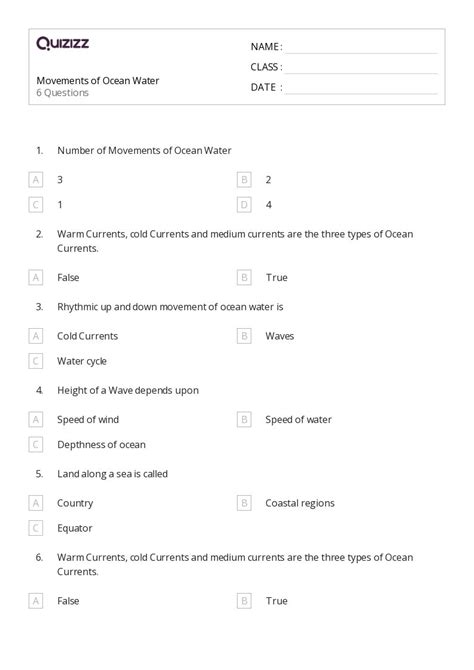 50+ movements of ocean water worksheets on Quizizz | Free & Printable