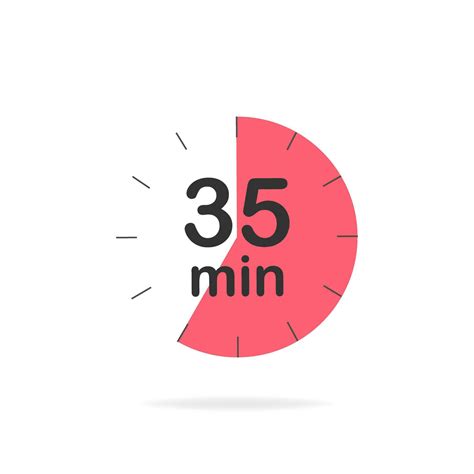 35 minutes timer. Stopwatch symbol in flat style. Editable isolated ...