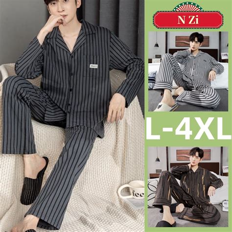 Sleepwear for Man L-4XL Cotton Plus size Pajamas Terno Men Autumn ...