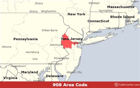 Image result for 908 Area Code Map