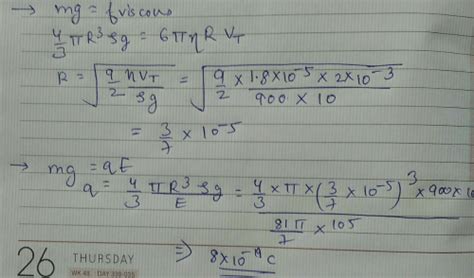 Tiny spherical oil drop carrying net charge q is balanced in still air ...