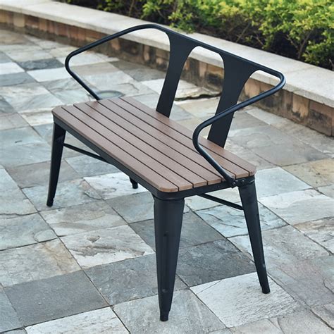 现货户外防腐木公园椅 园林休闲实木座椅 铸铁腿长凳 平凳休息椅-阿里巴巴