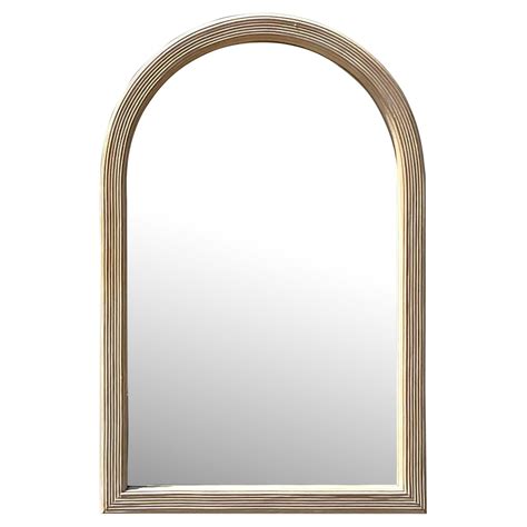 Vintage Coastal Washed Pencil Reed Arched Floor Mirror For Sale at 1stDibs