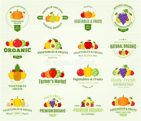 水果和蔬菜商标、标签、水果和蔬菜象 向量例证. 插画 包括有 草莓, 荒地, 食物, 图标, 圆白菜, 包装 - 60021842