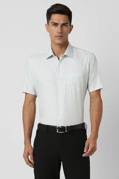 Buy Men Green Regular Fit Check Half Sleeves Formal Shirt Online ...