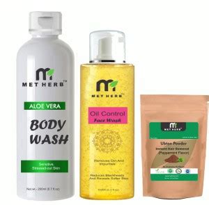 Metherb Aloe vera Body wash -200ml & Oil Control Face wash-100ml ...