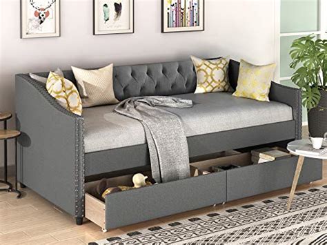 Buy FlieksUpholstered Daybed with Two Storage Drawers, Twin Tufted Sofa ...