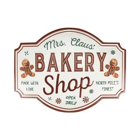 Northlight Gingerbread "Mrs. Claus' Bakery Shop" Metal Christmas Wall ...