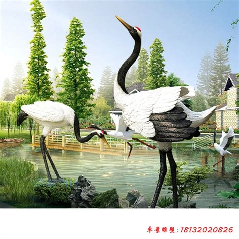 仿真玻璃钢仙鹤雕塑 户外园林水景装饰动物造型摆件-阿里巴巴