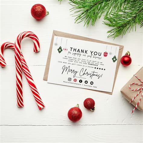 Holiday Business Thank You Card, Christmas Business Card Template, Thanks for Your Purchase ...