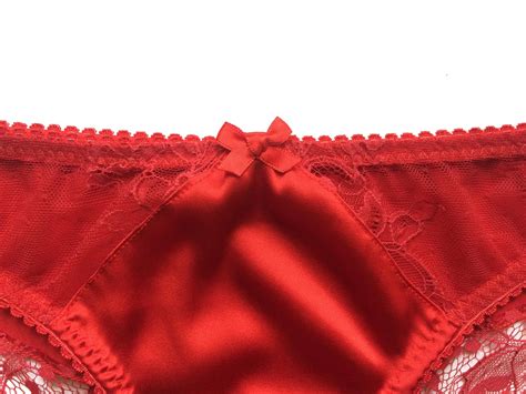 Red silk panties - Red lace panties - Lace brief- Red lingerie