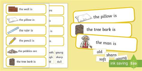 Fill In The Adjective Basic Concept Sentences Matching Activity (Set ...