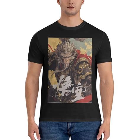 Cool Mens T Shirt Black Myth Wukong Awesome Tee Shirt Short Sleeve O ...