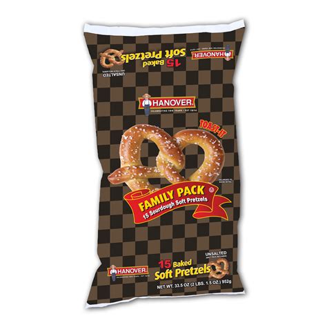 Hanover Sourdough Soft Baked Pretzels, 15 Count, 33.5oz Frozen Bag ...