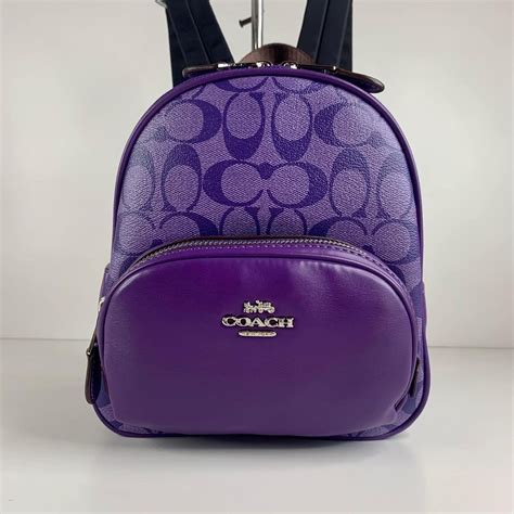 Coach Mini Court Backpack in Signature (purple), Women's Fashion, Bags ...