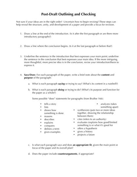 Image result for Post Draft Outline Example