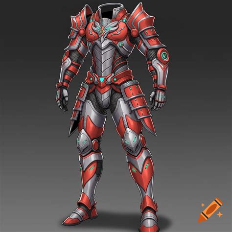 Red and silver full body anime-style armor on Craiyon
