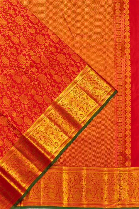 Kanchipuram Silk Brocade Red Saree | Kankatala