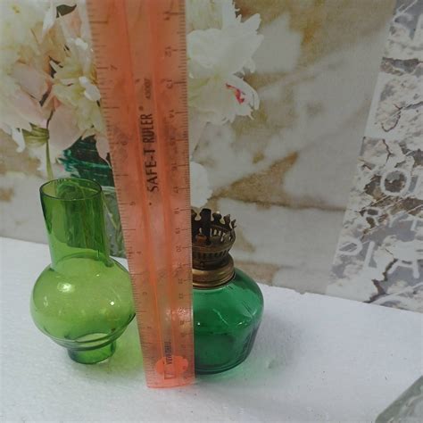 Hurricane Lamp Vintage Green Glass Oil Lamp With Green Lamp Shade ...