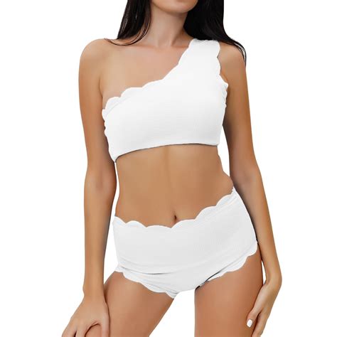 MITCOWBOY Clearance！ Swimsuit Sets One Shoulder Bikini Set For Women ...