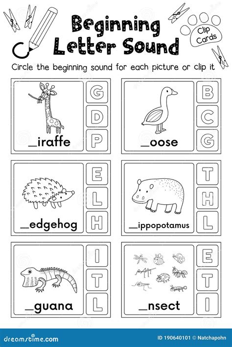 Worksheet Matching Vocabulary GHI Coloring Page Version Stock Vector ...