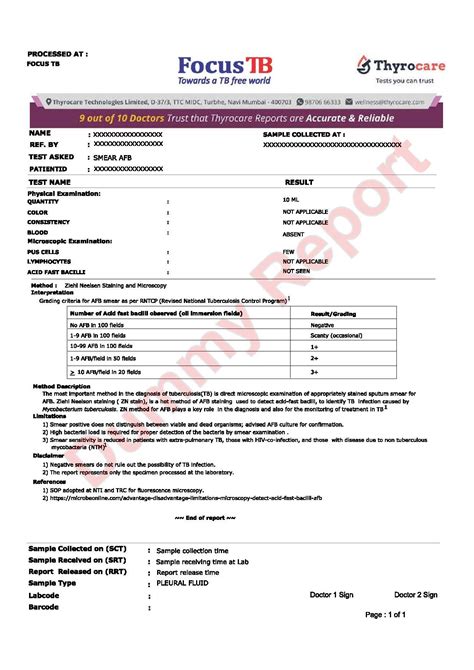 Smear AFB Test Price @ Rs 595 | Thyrocare
