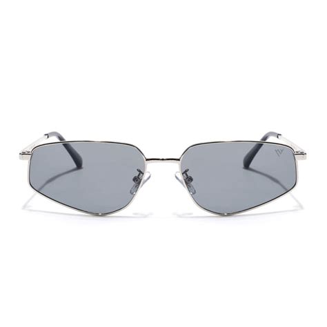 Claw | Metal Grey Rectangle Polarized Sunglasses | Silver Frame - PMG7
