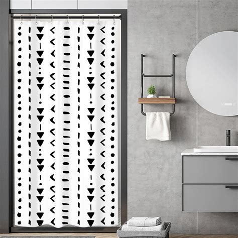 Small Stall Black White Shower Curtain Boho Bohemian Chevron ...