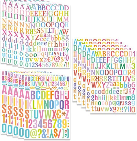 Letter Number Stickers, 15 Sheets Alphabet and Numbers Stickers Kit ...