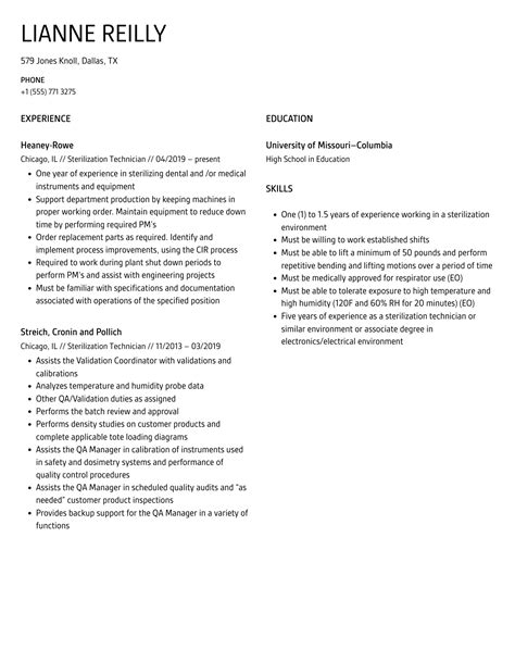 Sterilization Technician Job Summary at Aron Desrochers blog