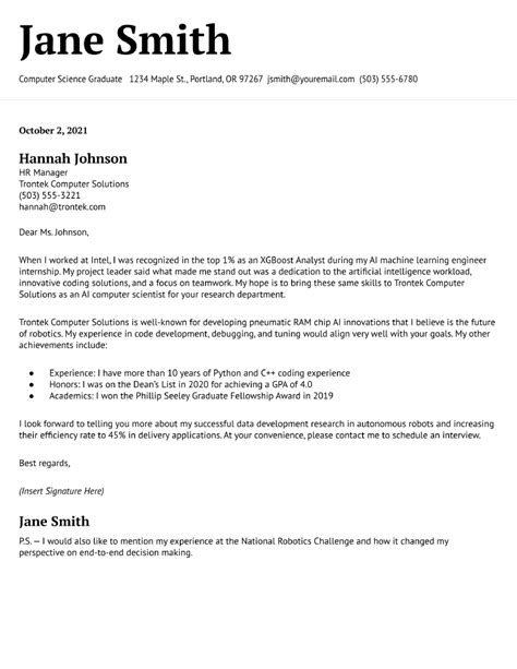 Image result for Computer Science Cover Letter Examples