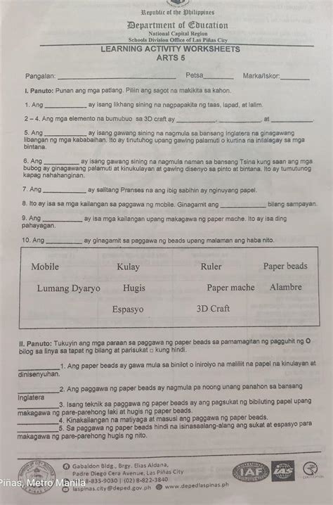 pls help in arts 5 i need answer of this - Brainly.in