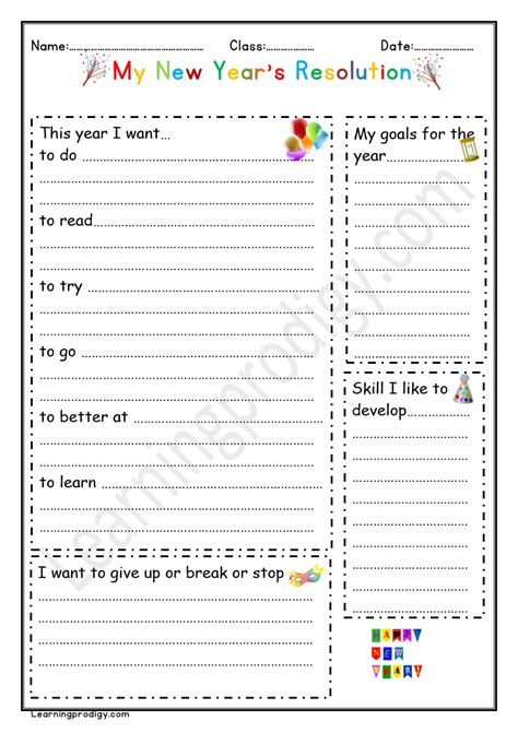 New Year Resolution Worksheet 的图像结果