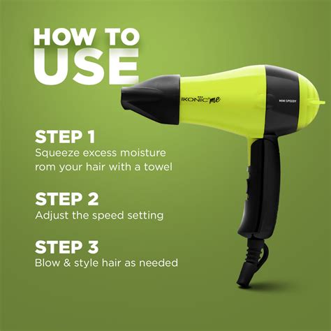 Buy Ikonic ME Mini Speedy Hair Dryer Black + Yellow - 1000W online ...