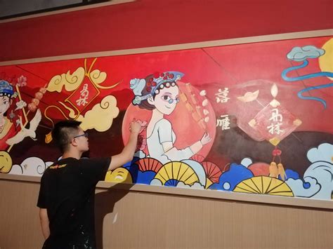 新中式餐厅装饰画饭厅餐桌墙壁厨房壁画艺术手绘插画家庭背景墙画-美间设计