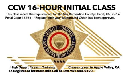 CCW INITIAL (1st Time) 16-HOUR CLASS FOR SAN BERNARDINO COUNTY SHERIFF ...