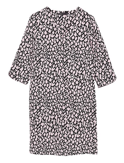 Buy Crepe Animal Print V-Neck Shift Dress at Marks & Spencer
