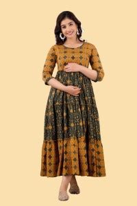 sky fab Women Maxi Yellow, Dark Green, Black Dress - Buy sky fab Women ...